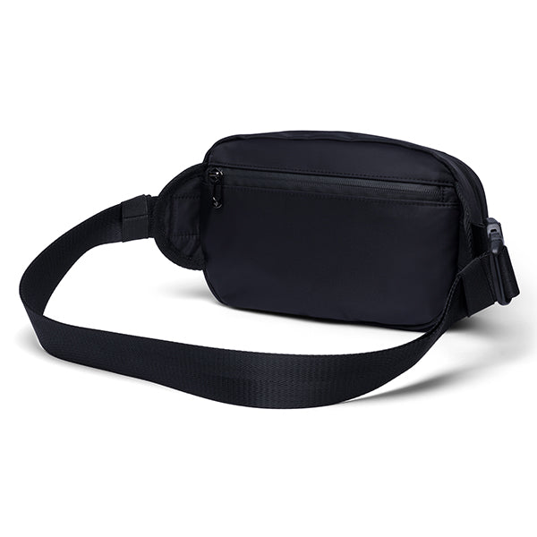The Erozul Fortuna Smell Proof Crossbody Fanny Pack Bag features an adjustable strap, a front zippered pocket, and a sleek smell proof design, shown on a white background.
