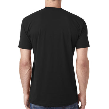 A person is shown from the back, wearing an Erozul Premium Crewneck T-Shirt - Black by Erozul and blue jeans, seamlessly combining comfort and style.