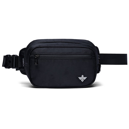 The Erozul Fortuna Smell Proof Crossbody Fanny Pack Bag is black with a front zippered pocket, adjustable strap, and a small triangular logo. This stylish waist bag combines daily functionality with odor protection.