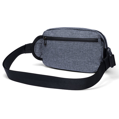 The Erozul Fortuna Smell Proof Crossbody Fanny Pack Bag in gray features a black adjustable strap and a front zippered pocket, shown on a white background. Durable and smell proof for daily use.