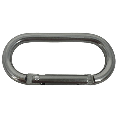 The Erozul Aluminum Anodized Snap Hook Keyring Carabiner by Erozul features a silver oval shape and a spring-loaded gate, making it ideal for EDC use. Shown against a white background.
