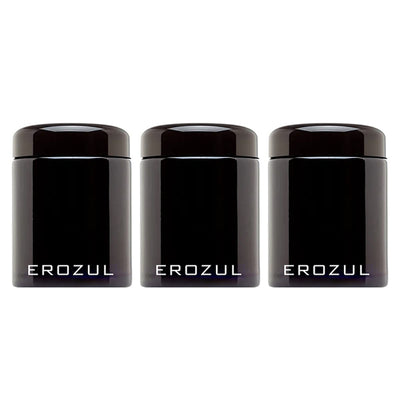 Erozul 100 ml (1/4 oz) Screw Top Airtight Wide Mouth Ultraviolet Glass Jar with High UV Protection