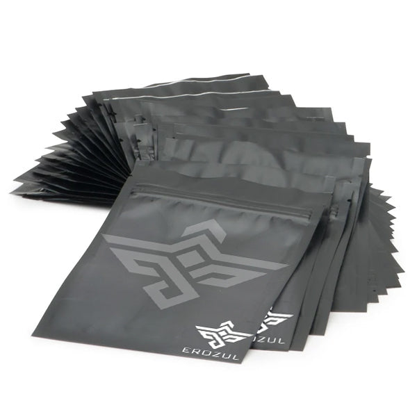 Erozul Black Mylar Bags - Smell Proof Reusable Mylar Bags for Herbs and more
