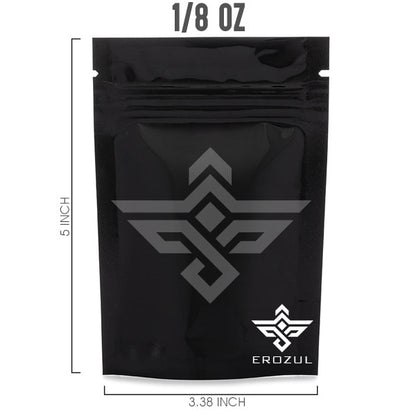 Erozul Black Mylar Bags - Smell Proof Reusable Mylar Bags for Herbs and more