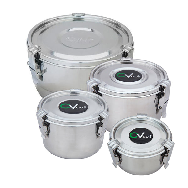 CVault Humidity Control Airtight Metal Smell Proof Container - Choose Your Size