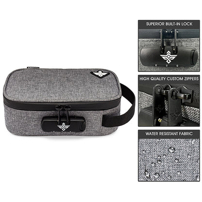 The Erozul Genesis Storage Travel Case by Erozul features a built-in combination lock, custom zippers, and water-resistant fabric—an ideal organizer bag and essential for secure travel.