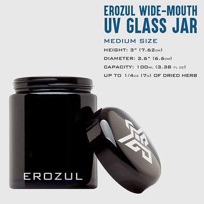 Erozul Smell Proof Leak Proof UV Glass Jars for Storing Herbs.