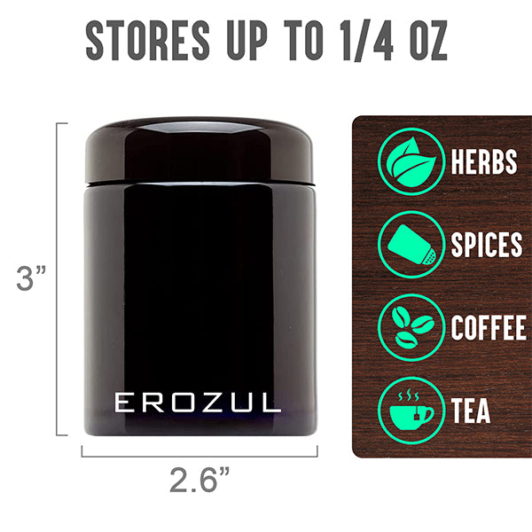 Erozul Smell Proof Leak Proof UV Glass Jars for Storing Herbs.