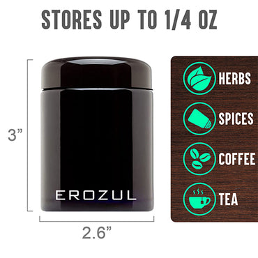 Erozul Smell Proof Leak Proof UV Glass Jars for Storing Herbs.
