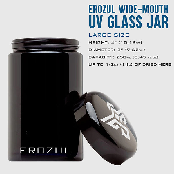 Erozul Smell Proof Leak Proof UV Glass Jars for Storing Herbs.