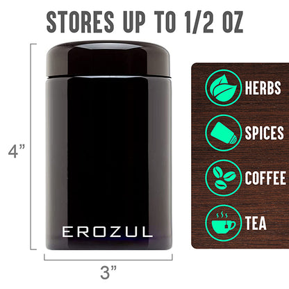Erozul Smell Proof Leak Proof UV Glass Jars for Storing Herbs.