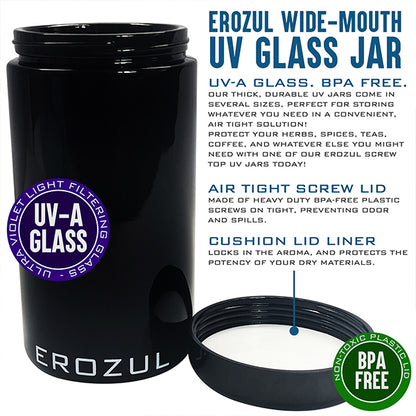 Erozul Smell Proof Leak Proof UV Glass Jars for Storing Herbs.