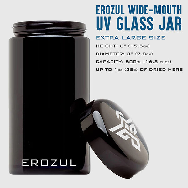 Erozul Smell Proof Leak Proof UV Glass Jars for Storing Herbs.