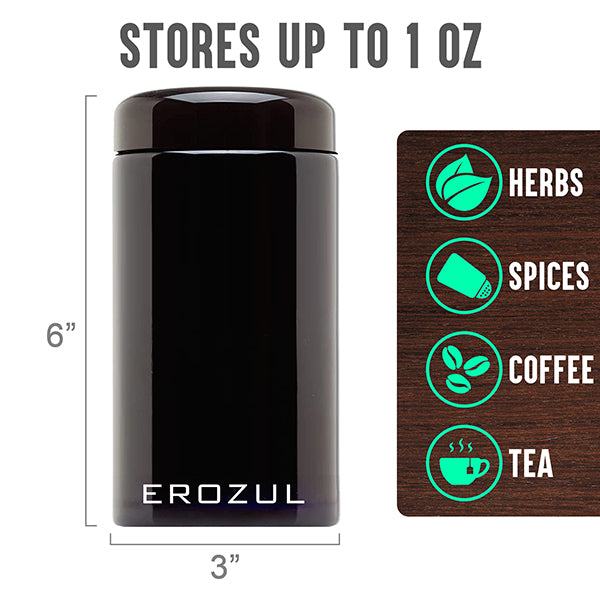 Erozul Smell Proof Leak Proof UV Glass Jars for Storing Herbs.