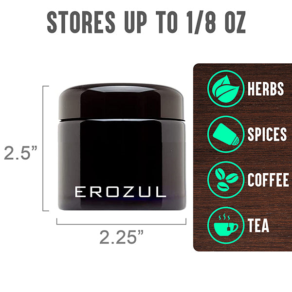 Erozul Smell Proof Leak Proof UV Glass Jars for Storing Herbs.